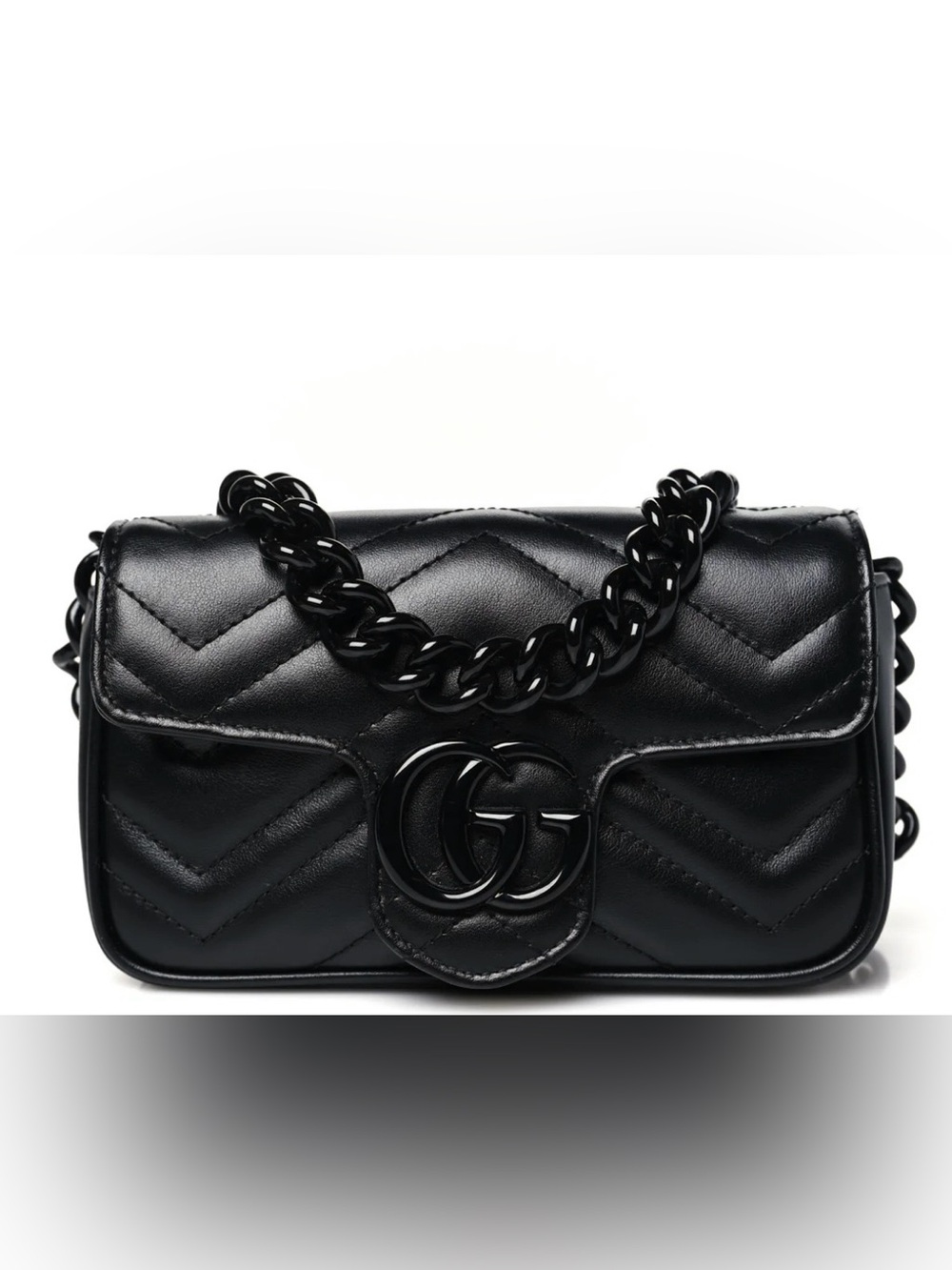 Authentic Gucci GG Marmont small shoulder bag black leather and black hardware